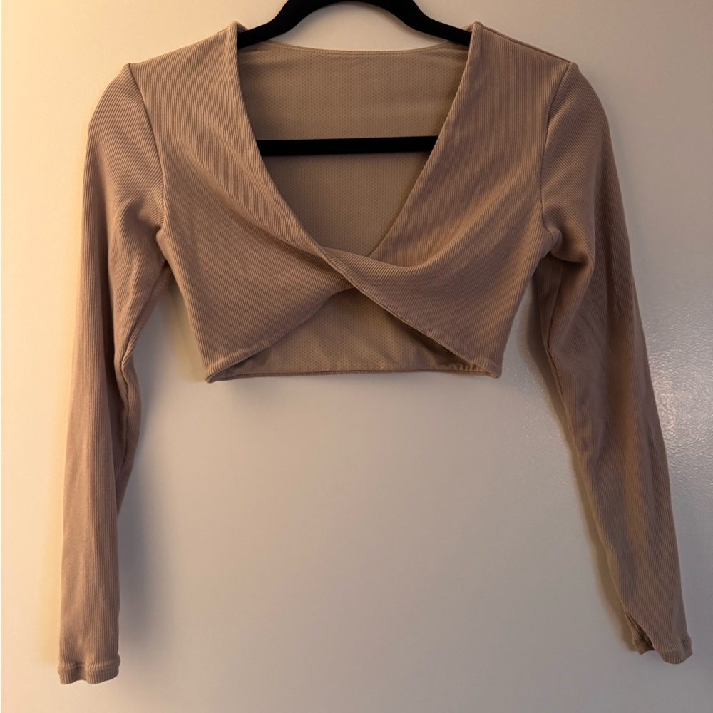Tan Women's Long Sleeve Wrap Top